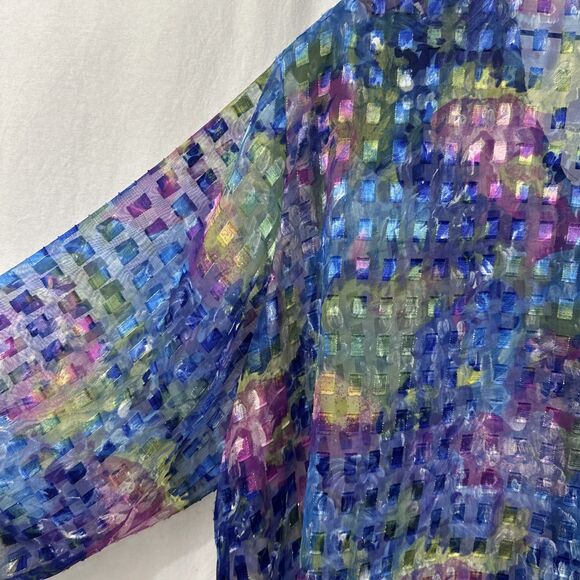 Maggie Barnes Colorful Artsy Sheer Button Up Shirt Womens Size 26 Art to Wear - Picture 11 of 12
